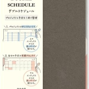 [ Progress ] Midori Double Schedule 2027 B6 Monthly - Gray / Yellow Ochre (Starts October 2026)